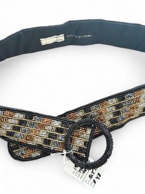 Morgan Taylor Multicolor Beaded Waist Belt with Black Buckle